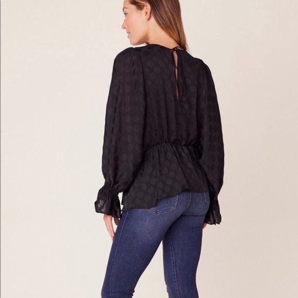 BB DAKOTA Dream Jacquard Dot Chiffon Black Blouse Size Small - Picture 3 of 14